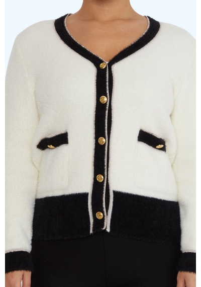 Kazee Cep Detaylı Angora Hırka Ekru - 680090834 Ekru