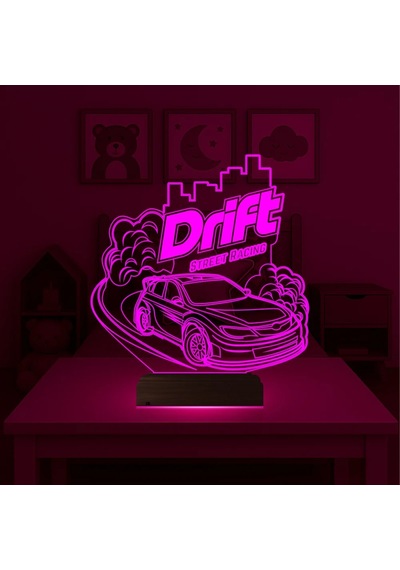 Luvivia Drift Yarış Arabası 3d Lamba - Masa Gece Lambası Şeffaf