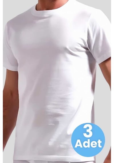 Uniquetrenders Erkek Sıfır Yaka Pamuklu 3'lü Fanila Beyaz