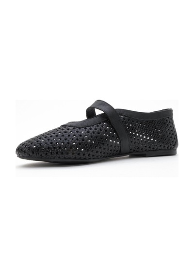 Luvishoes Luvi Shoes Mirella Siyah Örgülü Hakiki Deri Kadın Babet Ayakkabı Siyah