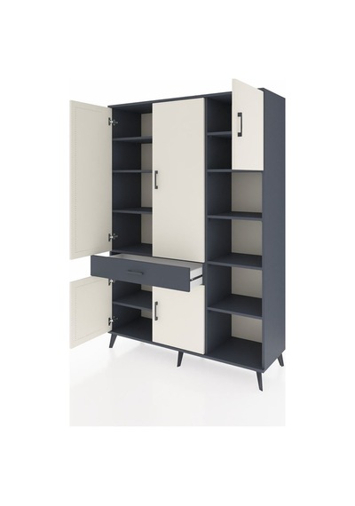 Hyperion Dolap 10 Raflı Tek Çekmeceli 5 Kapaklı 132x44x195 Antrasit-aytaşı/antrasit Aytası/antrasıt Hyperion Dolap 10 Raflı Tek Çekmeceli 5 Kapaklı 132x44x195 Antrasit-aytaşı/antrasit Aytası/antrasıt