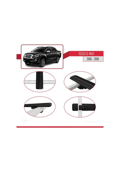 Isuzu D-max 2016-2019 Arası İle Uyumlu Basic Model Ara Atkı Tavan Barı Siyah 3 Adet