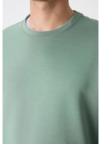 Tommy Life Açık Yeşil Basic O Yaka Rahat Form Erkek Sweatshirt - 88053 CAMEL