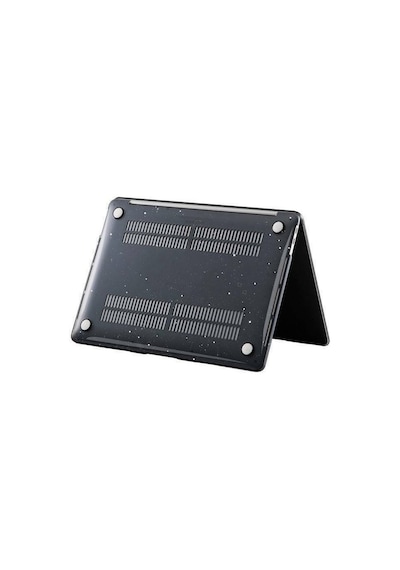 Apple MacBook Uyumlu Air 13.6 Inç A2681 M2 - A3113 M3 Işlemcili Koruma Kılıfı Parlak Simli Kılıf Hardcase Kapak Parlak Simli Siyah