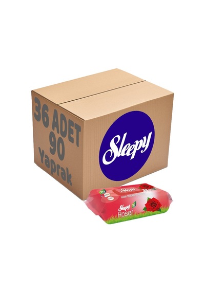 Sleepy Islak Havlu Mendil 90 Yaprak Gül 36 Lı Set Plastik Kapaklı
