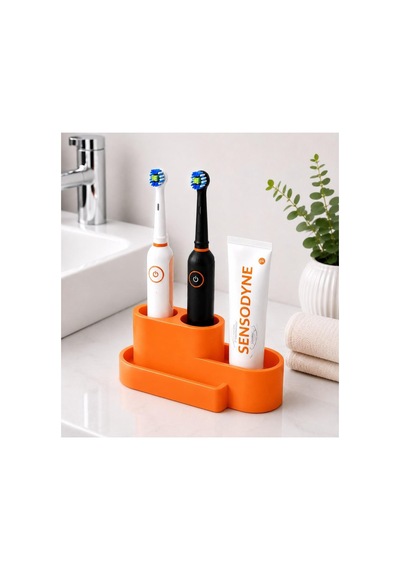 Şarjlı Diş Fırçası Ve Macun Stant Organizer Modern 3d Tasarım Renk Çeşitleri Mevcut Turuncu Turuncu