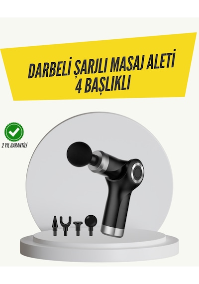 Mini Masaj Tabancası 4 Başlık 6 Hız Ayarlı Renkli