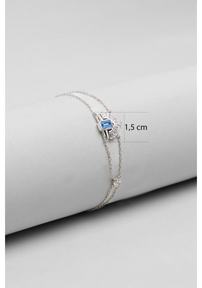 Simetri 18 Ayar Beyaz Altın Kaplama 19 Cm Gümüş Tasarım Bileklik