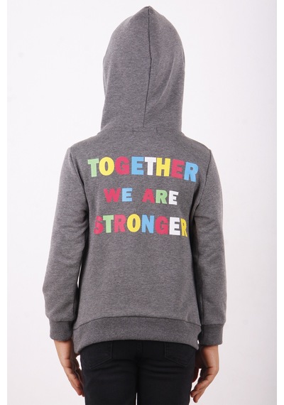 Toontoy Kız Çocuk Stronger Baskılı Sweatshirt Antrasit Melanj