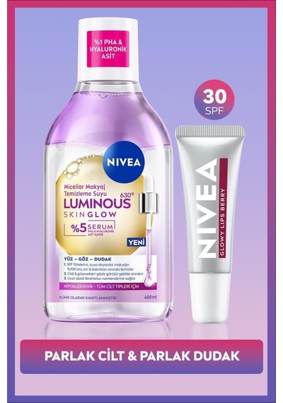 Luminous630 Skin Glow Makyaj Temizleme Suyu 400ml Ve Berry Renkli Nemlendirici Dudak Kremi