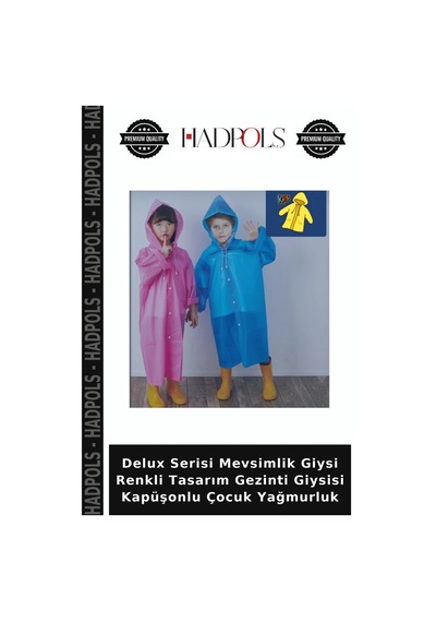 Hadpols Delux Serisi Mevsimlik Giysi Renkli Tasarım Gezinti Giysisi Kapüşonlu Çocuk Yağmurluk Çok Renkli