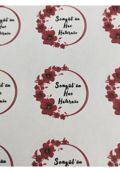 24 Adet 4 Cm Kişiye Özel Hac Hatırası Baskılı Mat Etiket Sticker-1