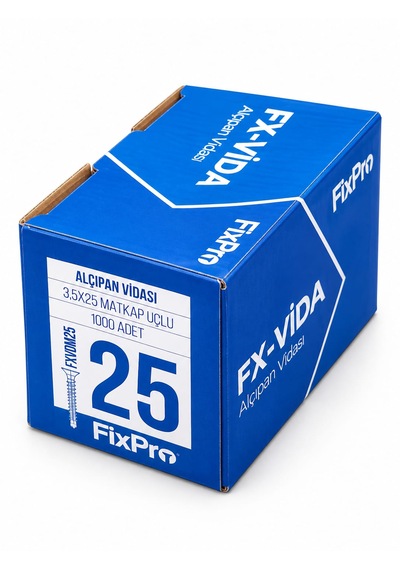 3.5x25 Matkap Uçlu Alçıpan Vidası 1000 Adet Kam Vidası Fixpro 3.5*25