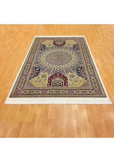 Kubbe Motifli 200 X 300 İpek Halı Çok Renkli