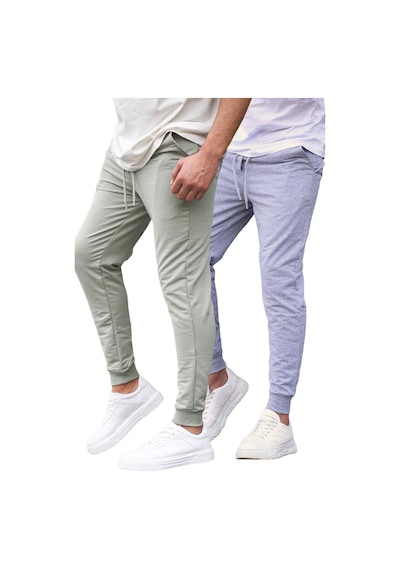 Madmext Çağla Yeşili/gri Paçası Lastikli 2'li Paket Erkek Eşofman Altı E7446 Çağla Yeşili/gri