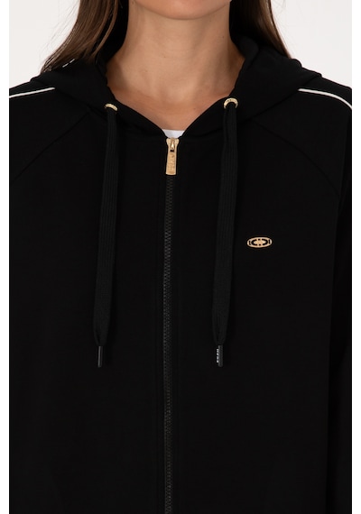 U.S. Polo Assn. Kadın Siyah Fermuarlı Kapüşonlu sweatshirt 50314187-VR046
