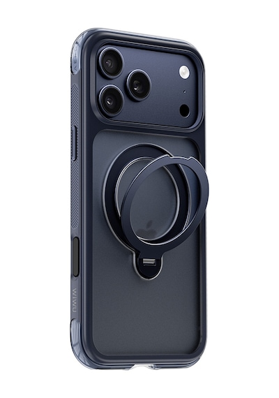 Apple iPhone Uyumlu  17 Pro Max Kılıf Wiwu As-203 Aeroshield Ultra Serisi M-safeli Airbagli Standlı Kapak Lacivert
