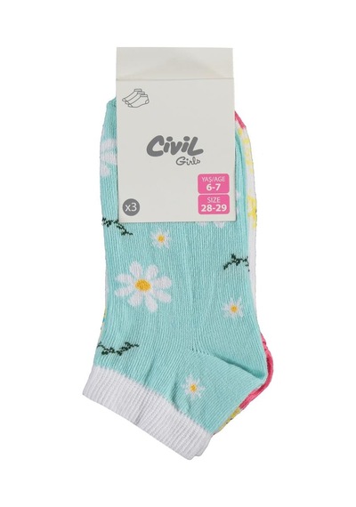 Civil Girls Papatya 3'lü 2-12 Yaş Kız Patik Çorap - Standart 10-11 Yaş