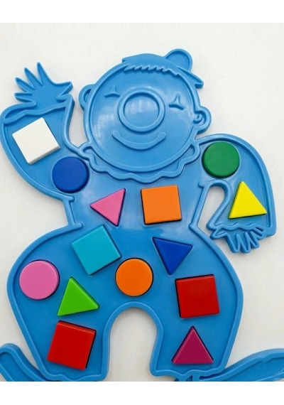 Eğitici Geometrik Şekiller - Renkli Şekil Eşleştirme - Zeka Geliştirici Çocuk Puzzle - Mavi