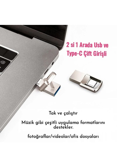 Sunix 128gb.type-c Ve Usb 3.0 Usb Flash Bellek Otg Çift Girişli Metal Sağlam  128 GB