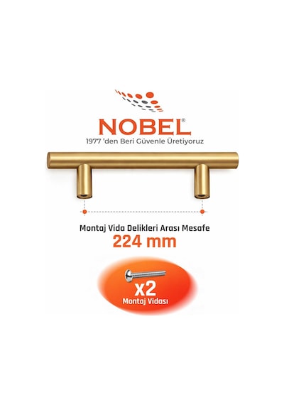 224 Mm Metal Mobilya Kulpu Mutfak Dolap Çekmece Kulpu, Dekoratif Kulp Seti 10 Adet Mat Altın