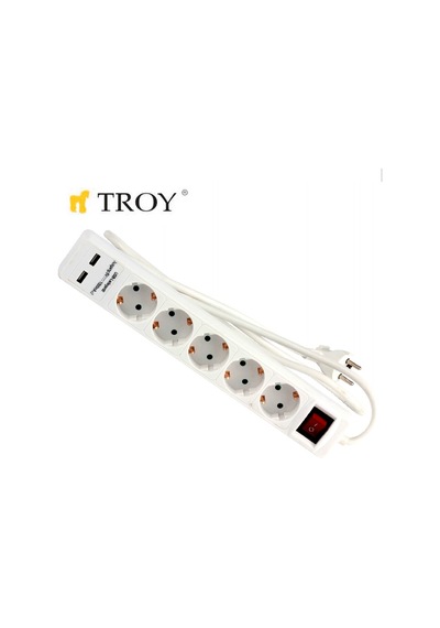 Troy 24025 Usb Girişli Beşli Grup Priz Ve Uzatma Kablosu 1.7 M