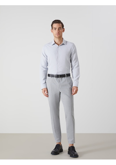Lcw Busıness Gri Slim Fit Uzun Kollu Armürlü Erkek Gömlek