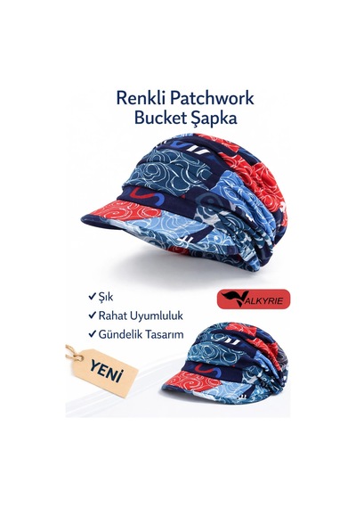 Valkyrie Renkli Patchwork Şapka Kadın Vizörlü Bone Şapka Rahat Esnek Günlük Kullanım Saç Toplayıcı Şapka Çok Renkli