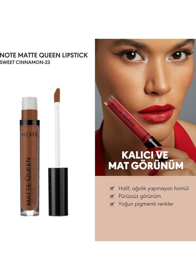 Note Cosmetics Matte Queen Lipstick 23 Sweet Cinnamon Kalıcı Likit Ruj, Kahverengi Sku: Smg8690010444899