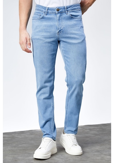HLT Jeans Erkek Buz Mavi Regular Fit Boru Paça Esnek Likralı Jeans Kot Pantolon Hlthe001981 Buz Mavisi