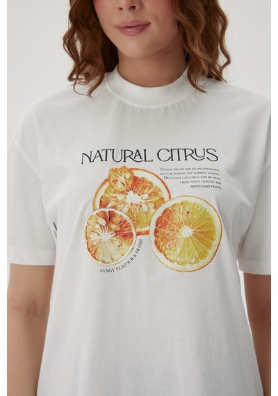 Buly Natural Cıtrus Baskılı T Shırt Ekru