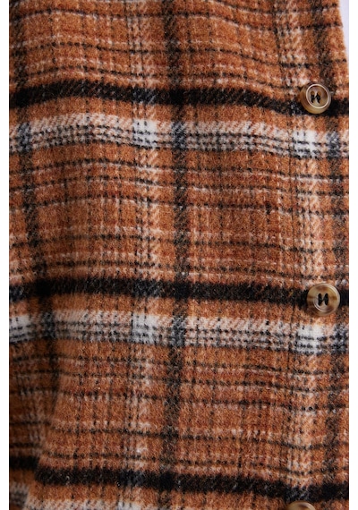 Tudors Erkek Slim Fit Dar Kesim Kareli Kışlık Oduncu Gömlek-42360 Kahverengi