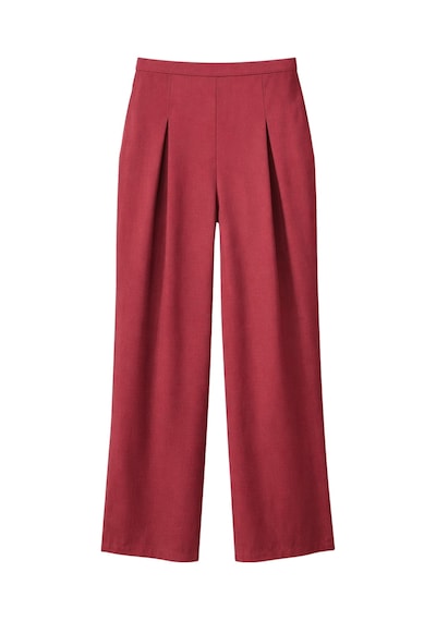Mixray 4774 Kadın Bol Paça Pileli Pantalon Bordo