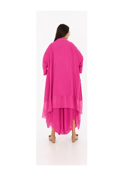 Bohem Stil Italyan Ipek Detaylı Oversize Sonsuzluk Kaftan Bluz- Asimetrik Pantolon Takım Fuşya Bohem Stil Italyan Ipek Detaylı Oversize Sonsuzluk Kaftan Bluz- Asimetrik Pantolon Takım Fuşya