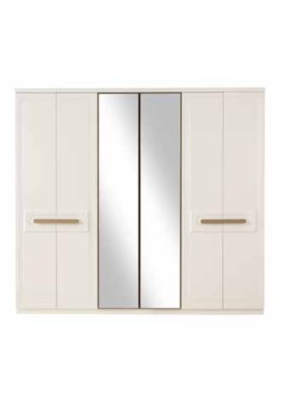 Elias Tamamı Mdf 6 Membranlı Kapaklı Reflekte Camlı Gardırop Dolap Beyaz