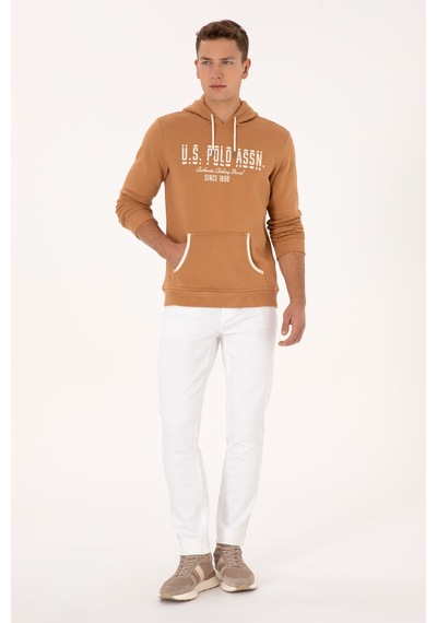 U.S. Polo Assn. Erkek Regular Fit Kapüşonlu Camel Sweatshirt 50315527-VR015