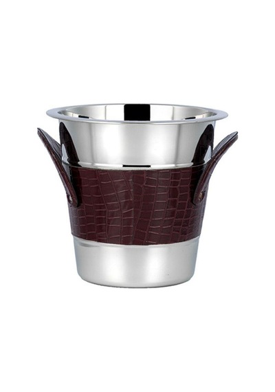 La Medore Brown Croco Leather Wıne Cooler 22, 5x22, 5x21 Cm