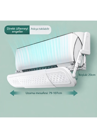 Evrensel Ayarlanabilir Metal Tokalı Klima Aparatı Hava Yönlendirici Aparat Delikli Split Tipi Sperlik White