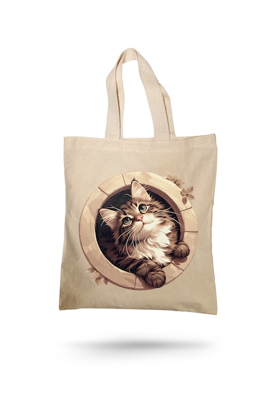 Lunora Collectıon Kedi Baskılı Ham Bez Çanta Ham Renk