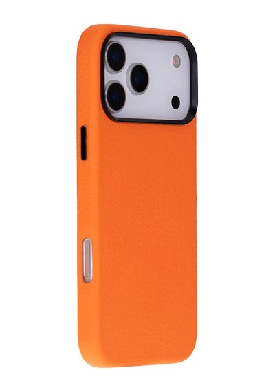 Bloomcase Premium Mono Pebble Orange Apple iPhone Uyumlu 17 Pro Max / 18 Pro Max 6.9" Hakiki Deri Magsafe Kılıf Turuncu