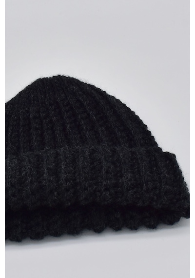 Külah Kadın El Örgüsü Kışlık Yün Bere Füme - Standart Füme