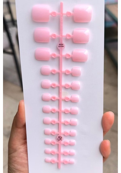 Ayak Takma Tırnak Pembe 24 Adet Ayak İçin Takma Tırnak Ds11 Şeker Pembe