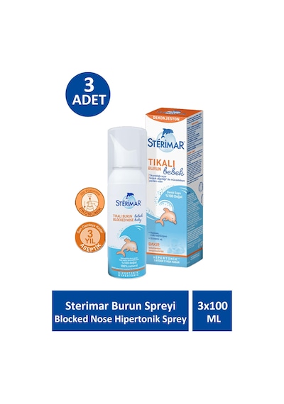 Sterimar Baby Burun Spreyi Blocked Nose Hipertonik Sprey 100 Ml 3 Adet