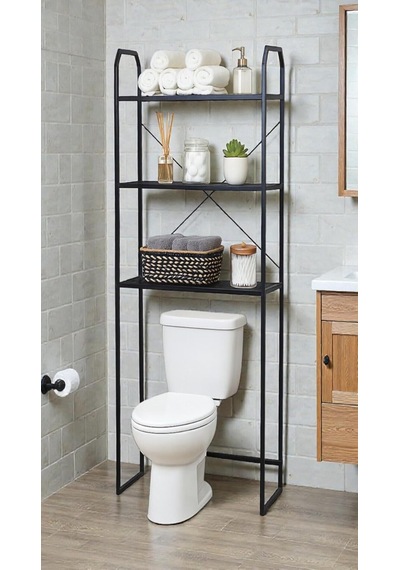 Metal Ayaklı 3 Raflı Banyo Rafı Klozet Üstü Dekoratif Raf Askılık Organizer Diğer