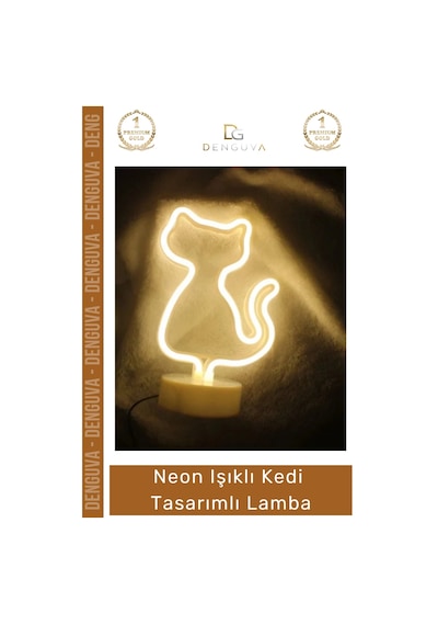 Neonlamba Dekoratif Modern Neon Led Gece Masa Lambası Hediye Estetik Işıklı Kedi Tasarımlı Lamba Çok Renkli