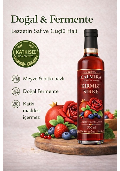 Calmira Kırmızı Sirke 500 Ml / Elma / Nar / Gül / Orman Meyveleri + Collagen