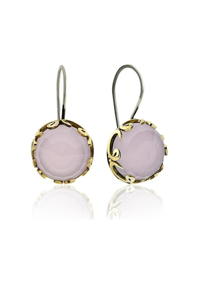 Pembe Kuvars Taşlı Vav Harfi Motifli Otantik Gümüş Kadın Set Rs10127