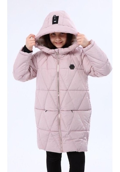 Benitto Kız Çocuk İçi Peluş Gizli Cep Detaylı Fermuarlı Mont-14763 Lila