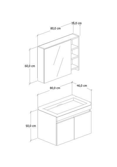 %100 Mdf 80 Cm Saura Banyo Dolabı Beyaz