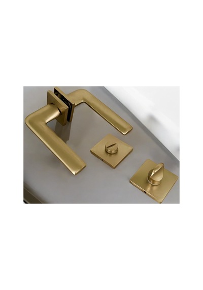 Fame Al04 Mat Skoç Titanyum Kare Rozetli Wc Banyo Kapı Kolu 1 Takım